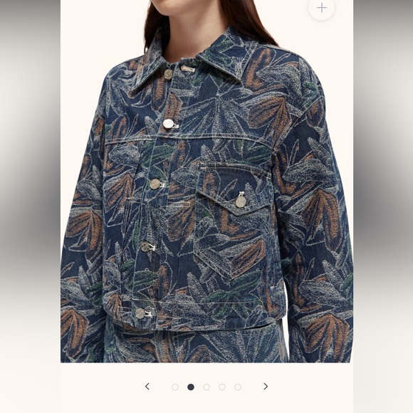 Scotch & Soda Jacquard Woven All Over Floral Denim Jacket - Picture 13 of 14